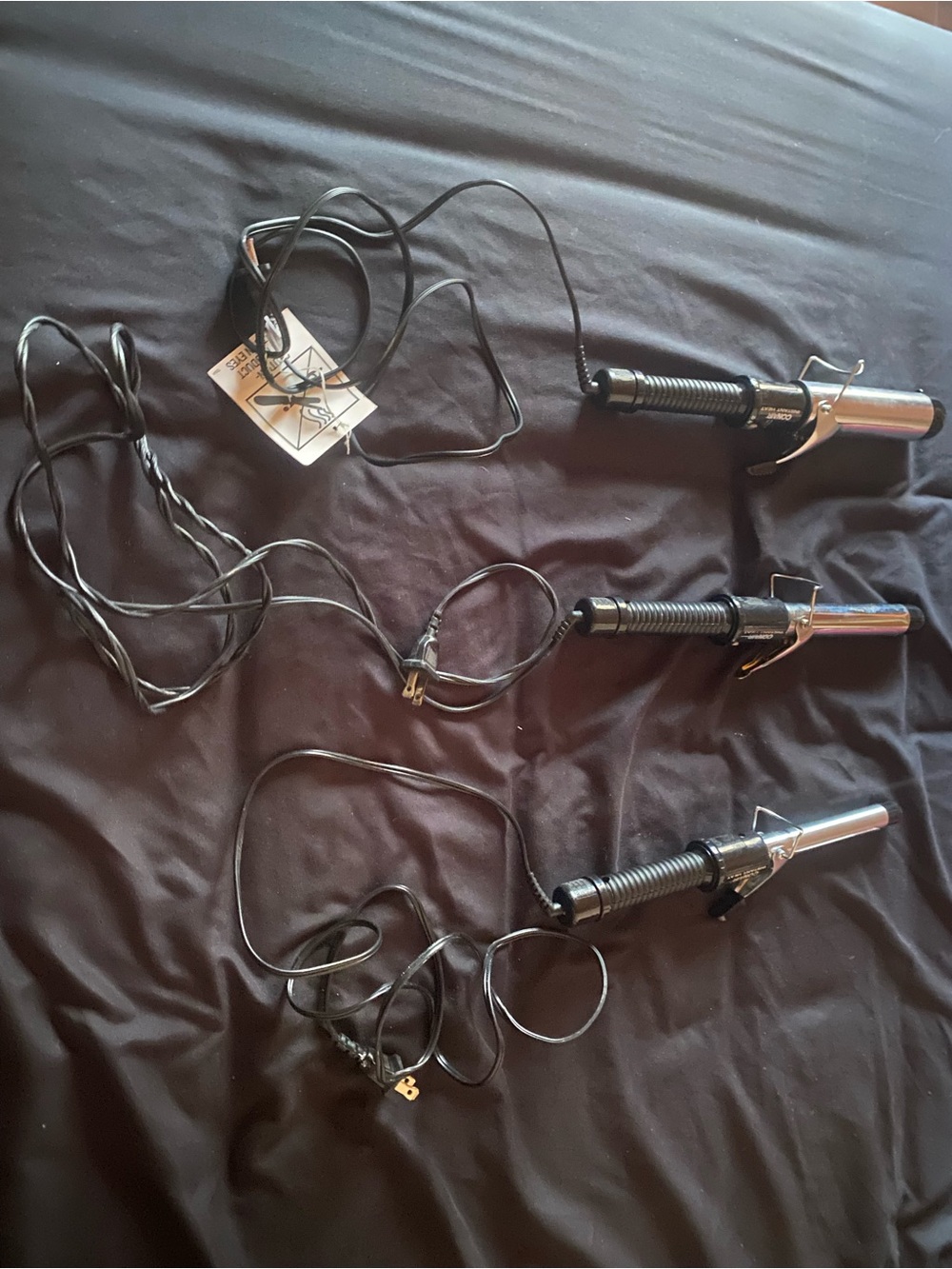 Conair Instant Heat Curling Iron Set of 3 Black & Silver